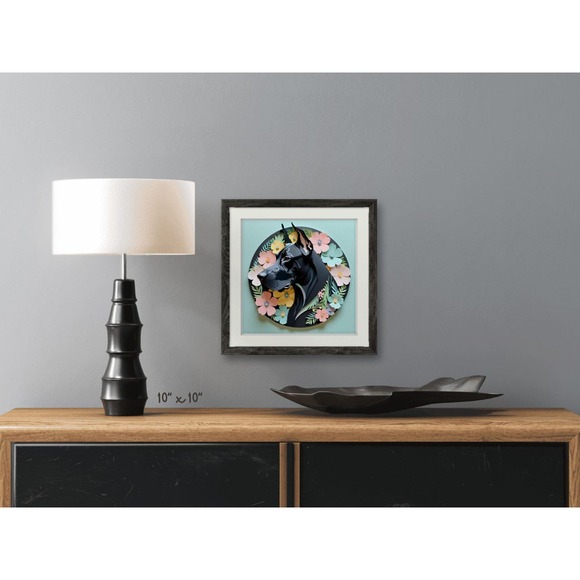 Great Dane Papercut Art: 12x12 Black Dane Dog Pet Portrait Digital Art Print - Picture 6 of 7